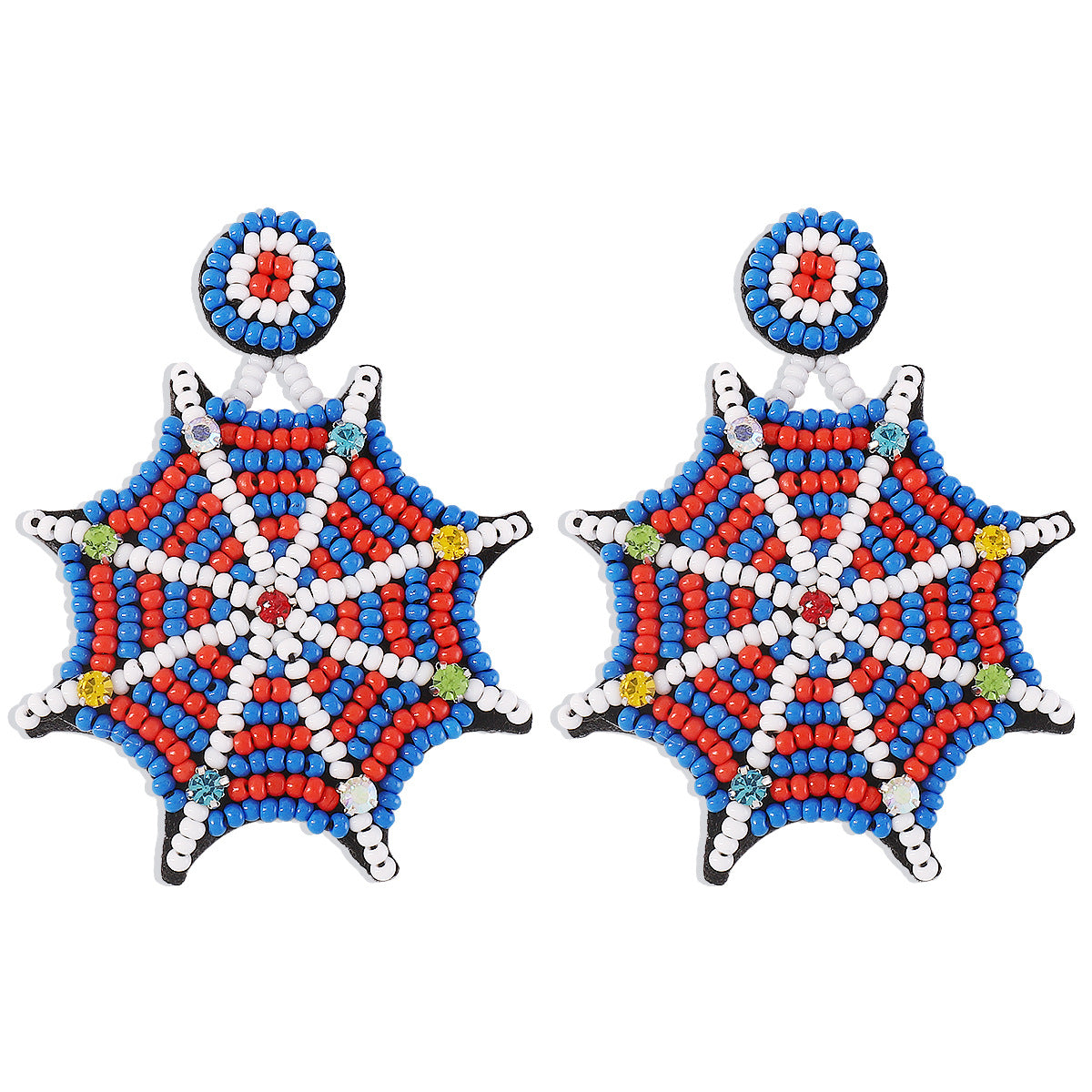 Pendientes góticos oscuros, geométricos, de telaraña, con diamantes de imitación y cuentas, hechos a mano para mujer