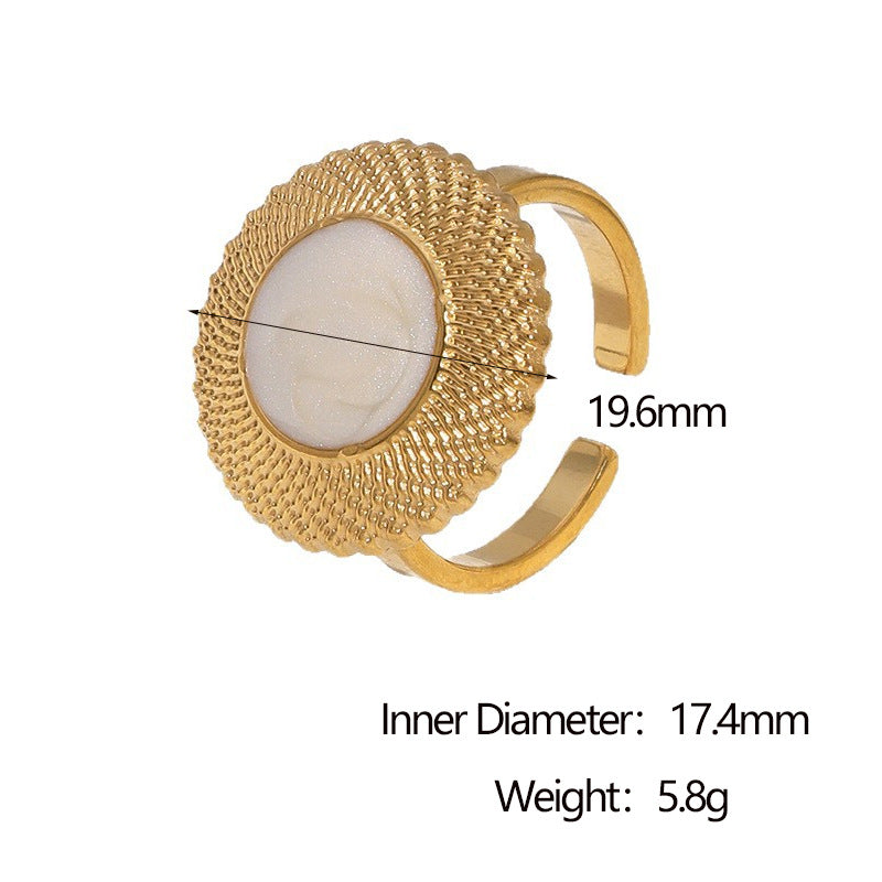 Vintage French Minimalist Geometric Open Ring 18K Gold Plated Stainless Steel Jewelry for Women