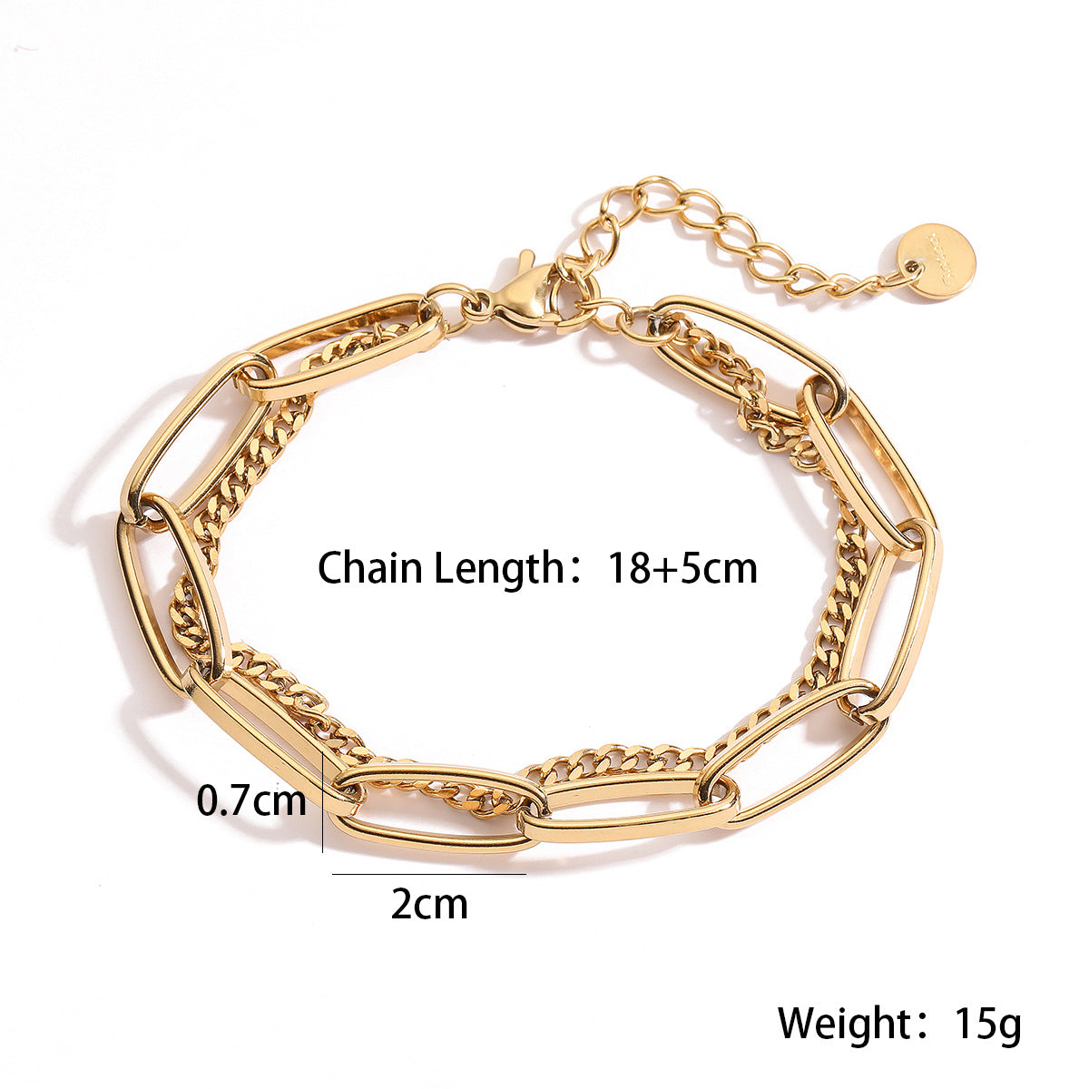 Minimalist Geometric Stainless Steel Bracelet for Women with 18K Gold Plating Fashionable Everyday Accessory