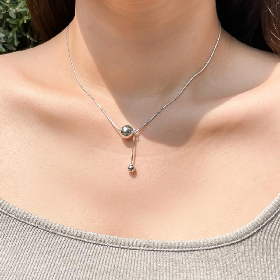 Minimalist Geometric Snake Chain Necklace in 925 Sterling Silver with Gold Plating