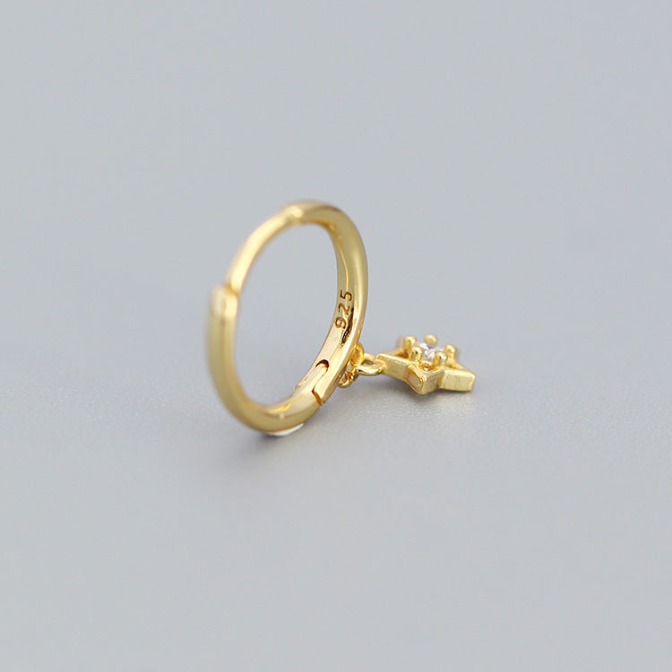 Orecchini a perno da donna a forma di stella minimalisti in argento sterling placcato