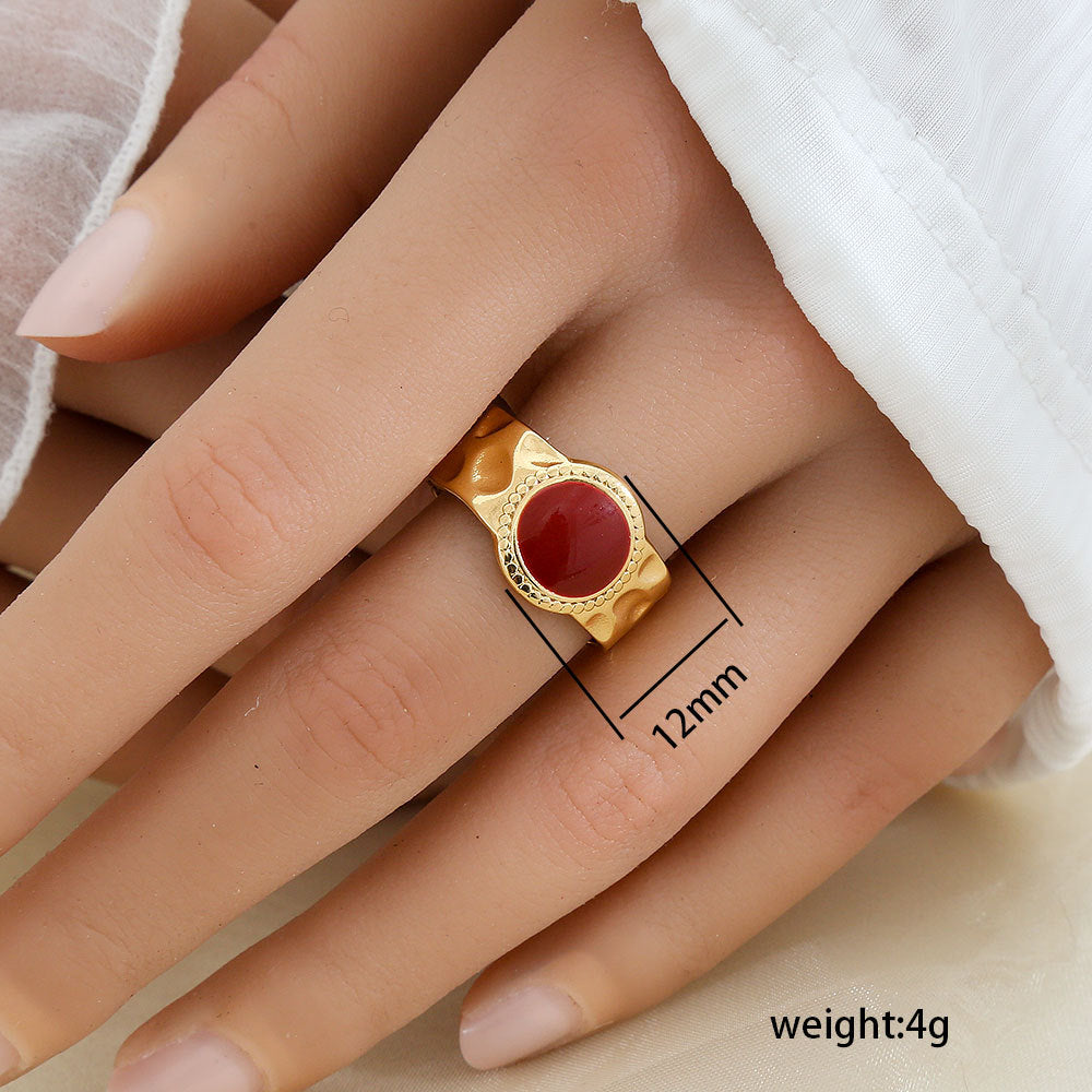 Minimalist Geometric Stainless Steel Gold-Plated Adjustable Open Ring for Women