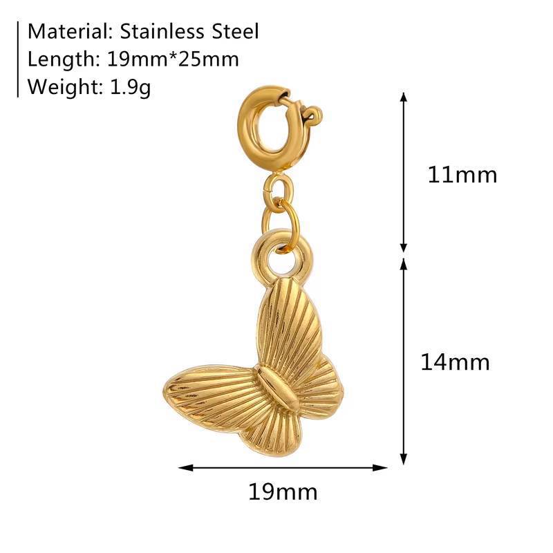 Vintage 18K Gold Plated Stainless Steel Butterfly Pendant Charm Bar PVD