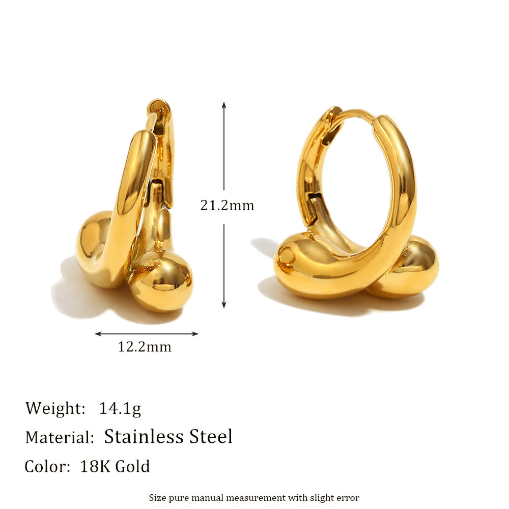 Orecchini a Cerchio Minimalisti con Testa di Serpente in Acciaio Inossidabile Placcati Oro 18K Design Geometrico per Donna