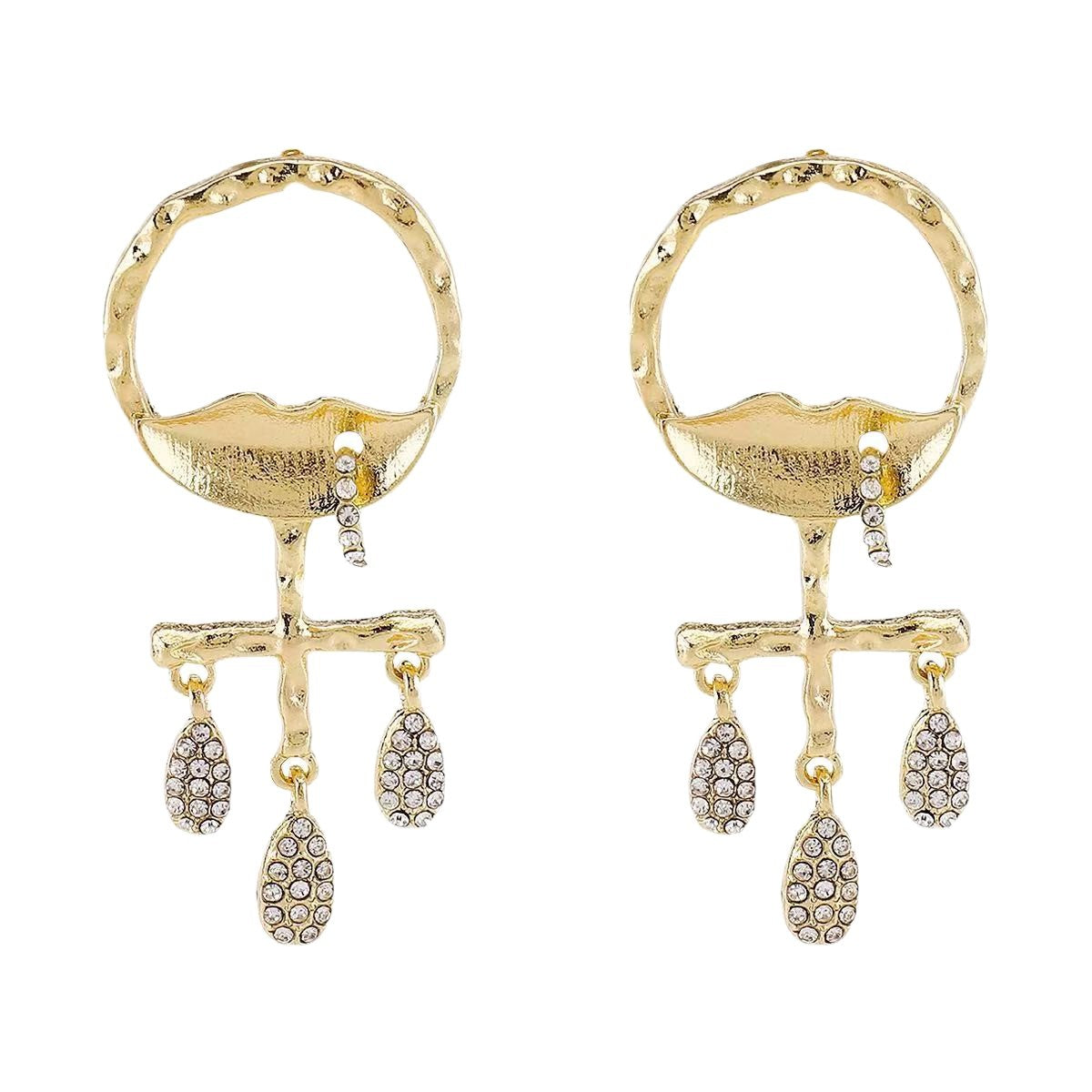 Orecchini pendenti da donna con strass a forma di Occhio di Allah esagerato, stile vintage