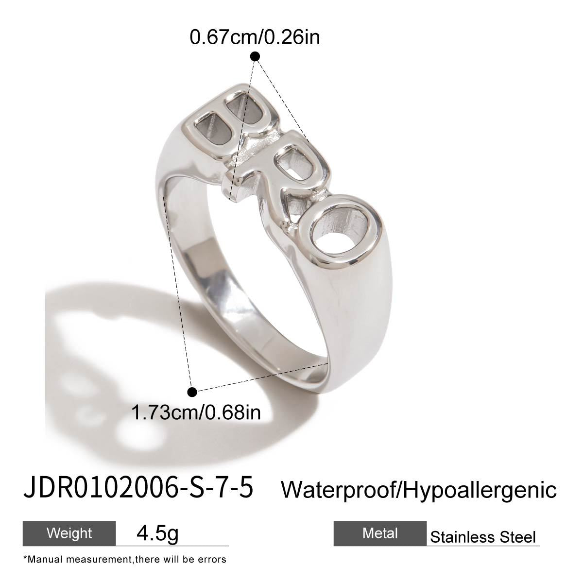Anello da donna minimalista a forma di lettera geometrica in acciaio al titanio con finitura placcata