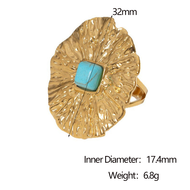 Anello Aperto Geometrico Minimalista Acciaio Inossidabile Placcato Oro 18K Design Asimmetrico da Donna