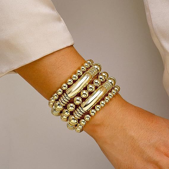 Bohemian Minimalist Gold Plated Round Bead Bracelet Unisex Geometric Ball Chain Bangle