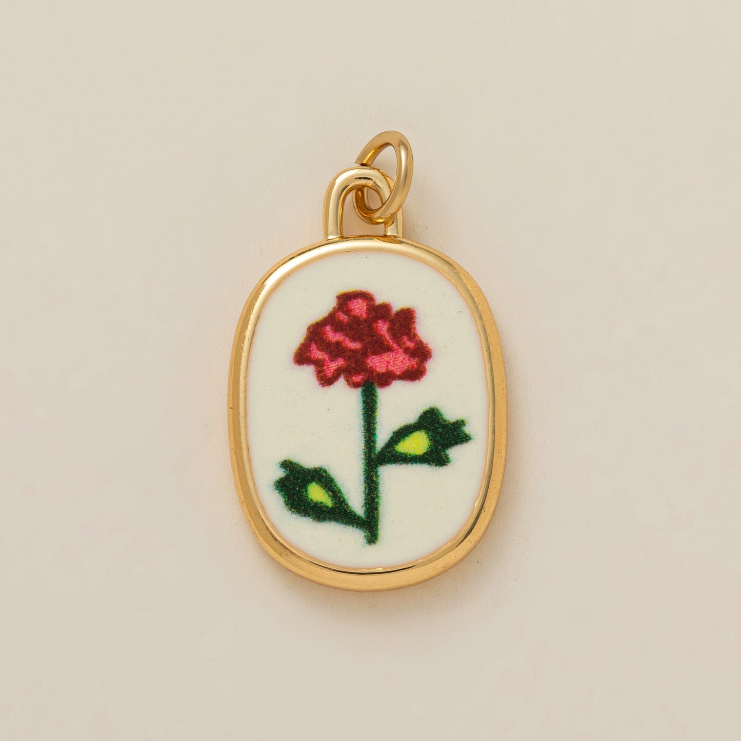 Minimalist Round Floral Brass Plated Shoe Charm Pendant