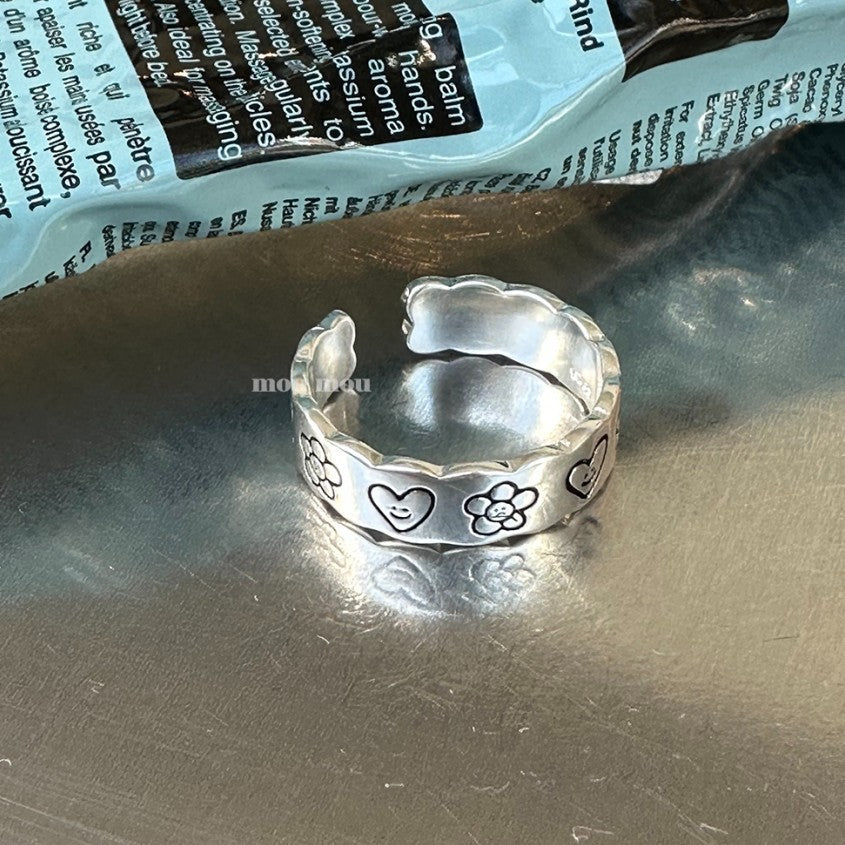 Anello da donna in argento sterling 925 a forma di cuore, minimalista, con finitura lucida e accento geometrico