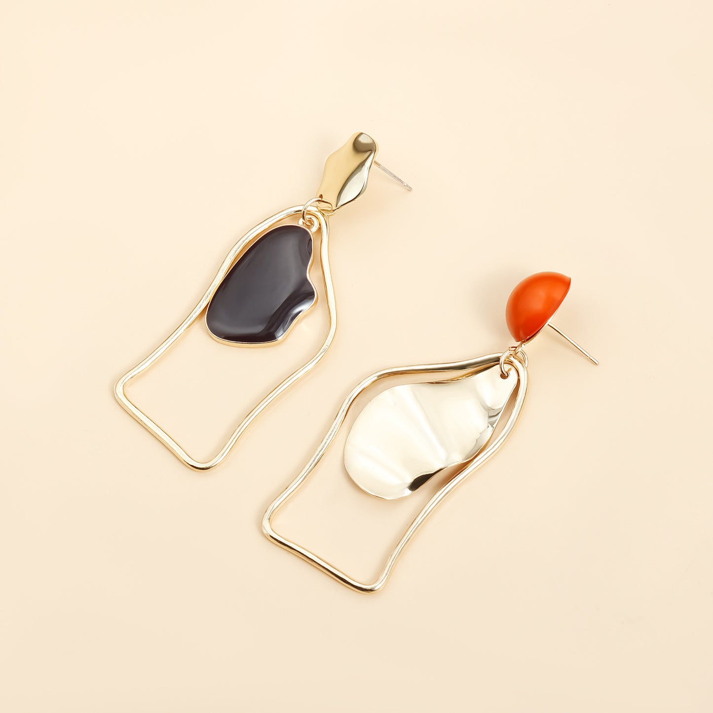 Vintage Geometric Irregular Earrings in Zinc Alloy with Enamel Finish for Women