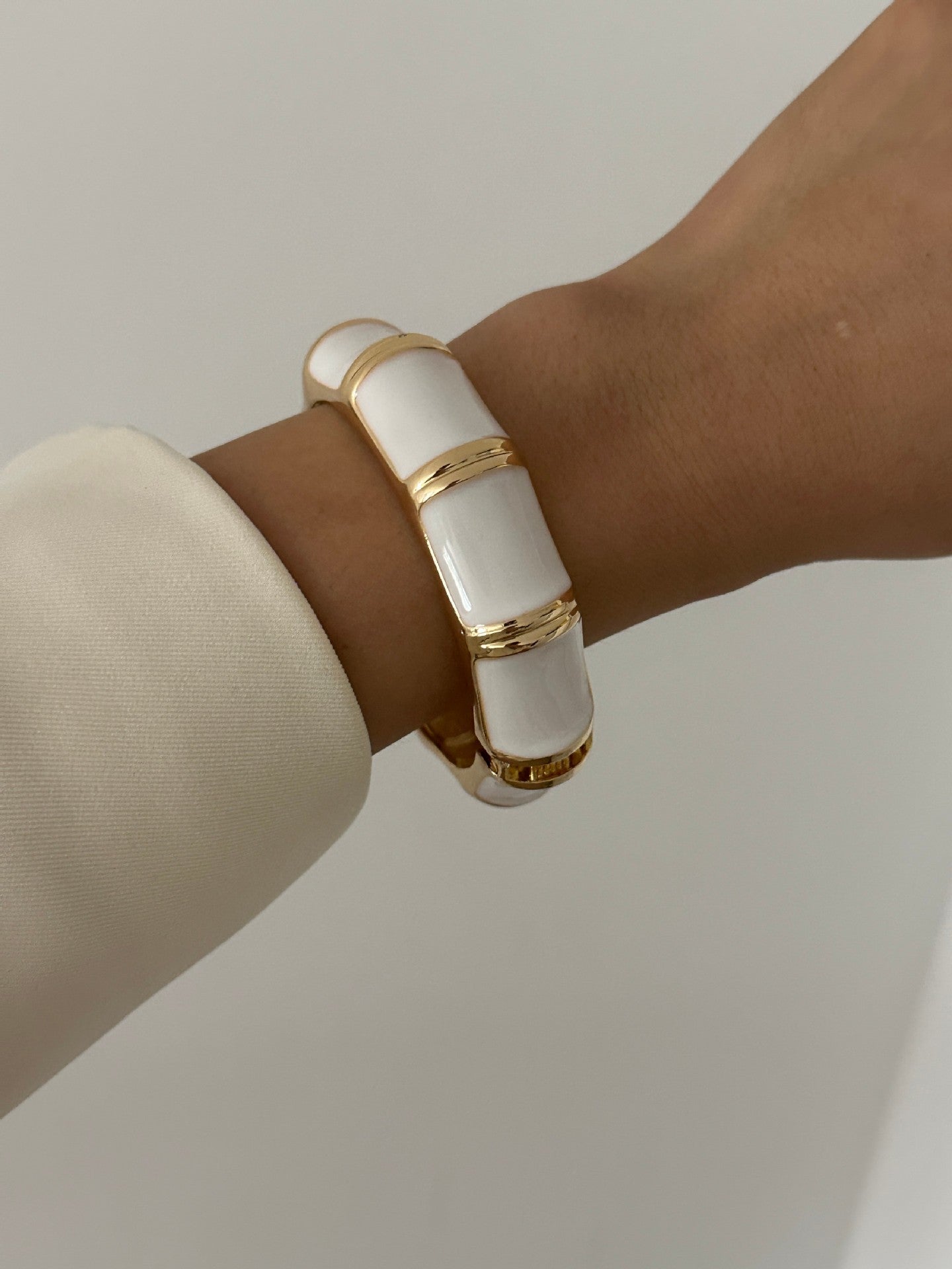Pulsera Abierta de Puño con Nudo de Bambú de Aleación Geométrica, de Goteo de Aceite, de Lujo Vintage