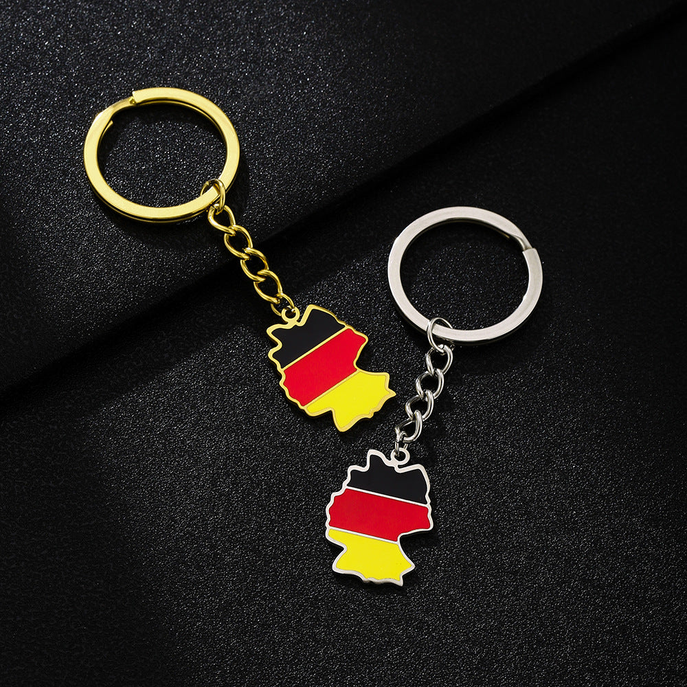Llavero con colgante de mapa de Alemania de acero inoxidable estilo étnico vintage