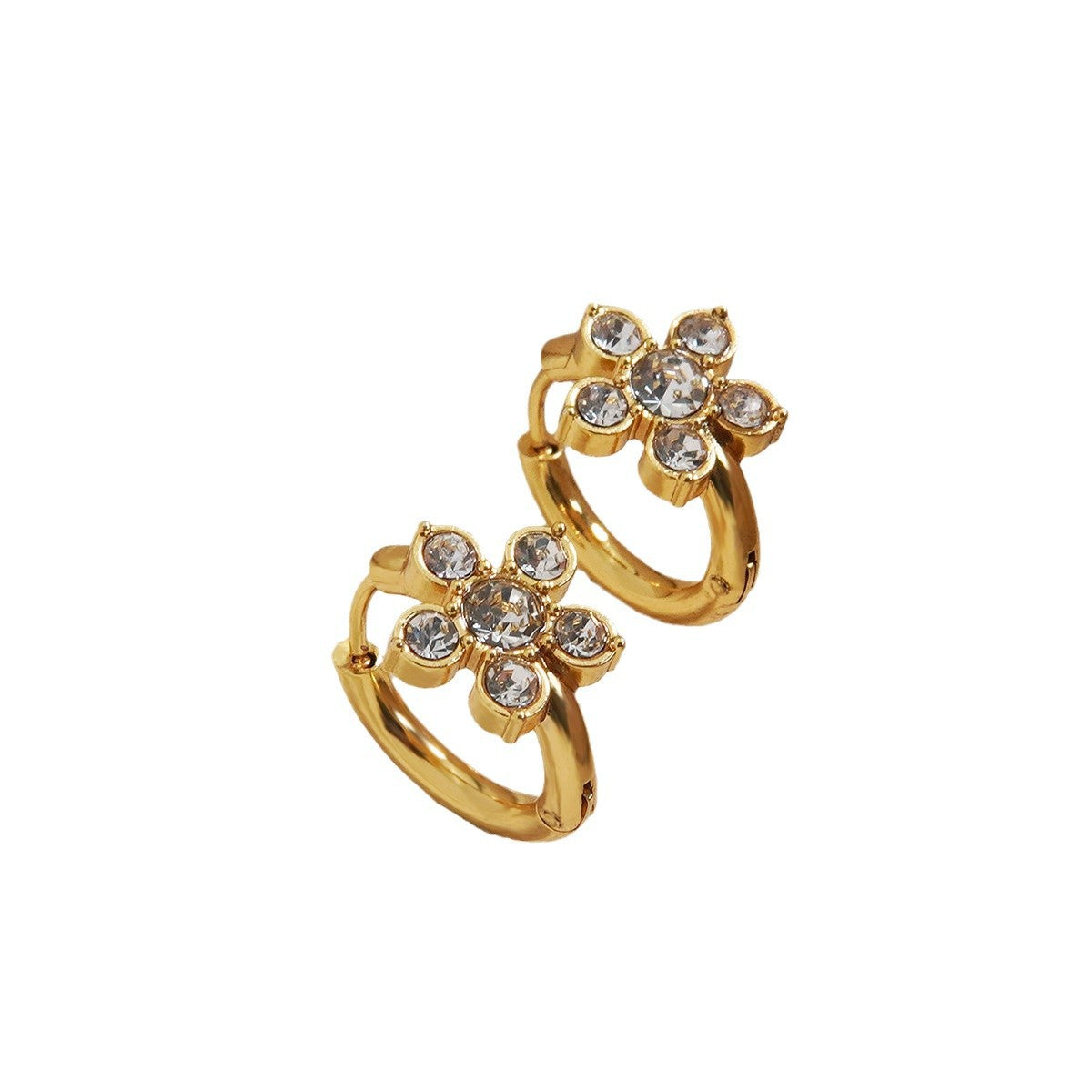 Sweet Floral Plated Stainless Steel Earrings