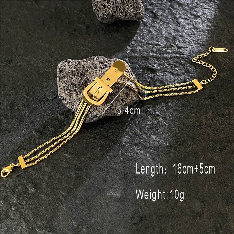 Original Design Heart and Butterfly Shaped Titanium Steel Bracelet with Gold Plating Cuban Chain for Women