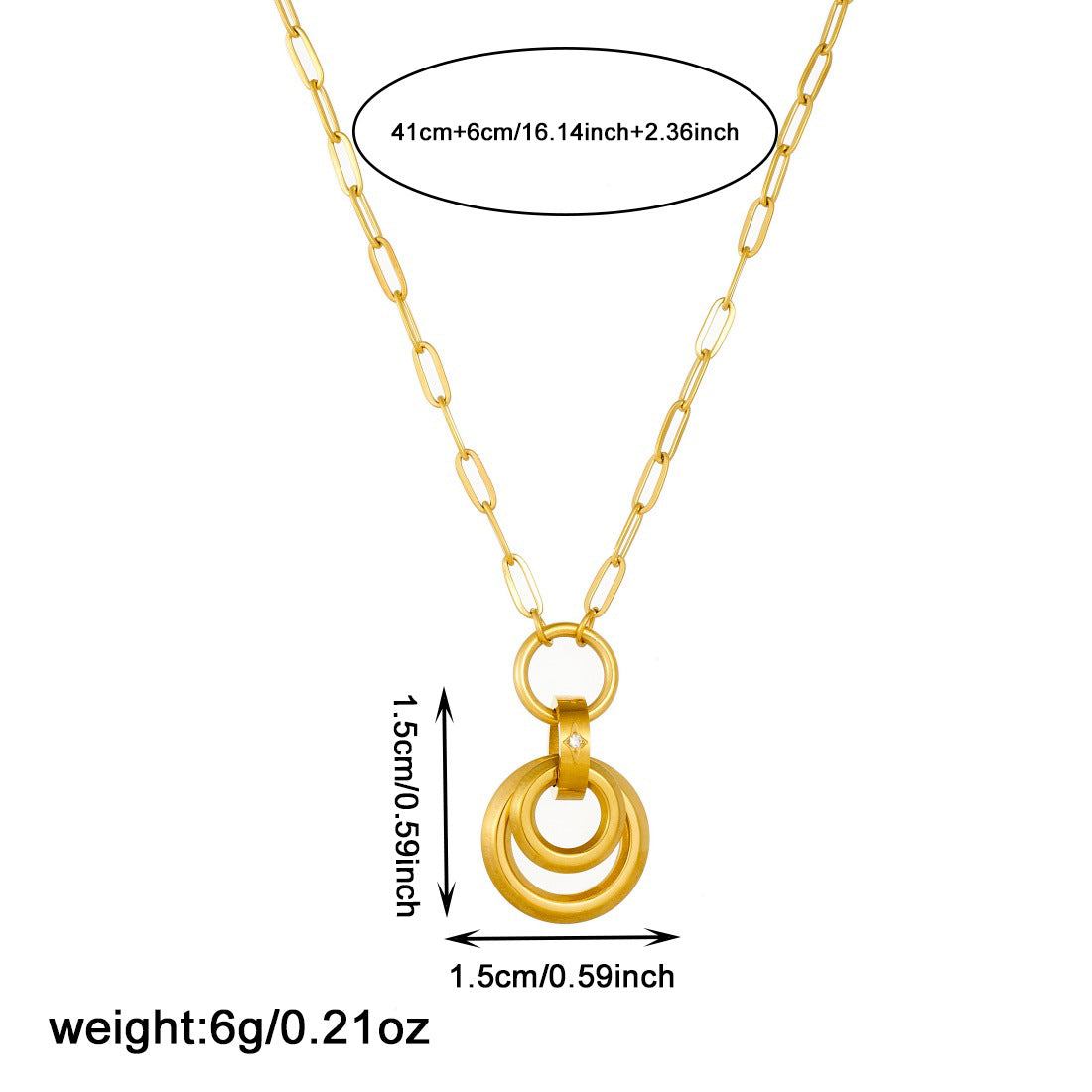 Minimalist Gold Plated Round Geometric Pendant Stainless Steel Curb Chain Necklace for Women