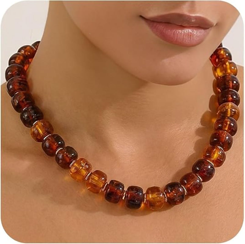Bohemian Casual Geometric Resin Acrylic Necklace for Women