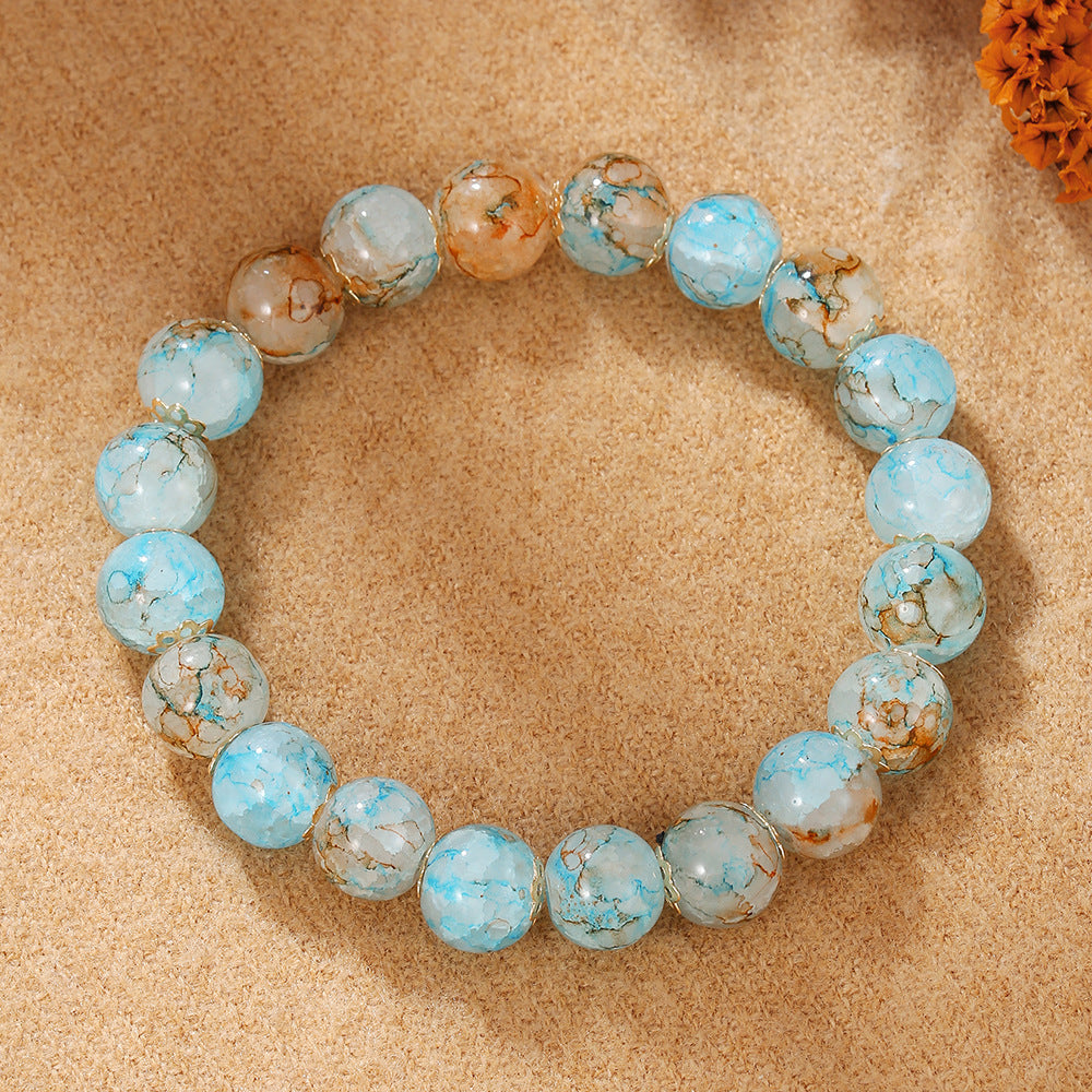 Minimalist Handmade Geometric Round Resin Beaded Bracelet