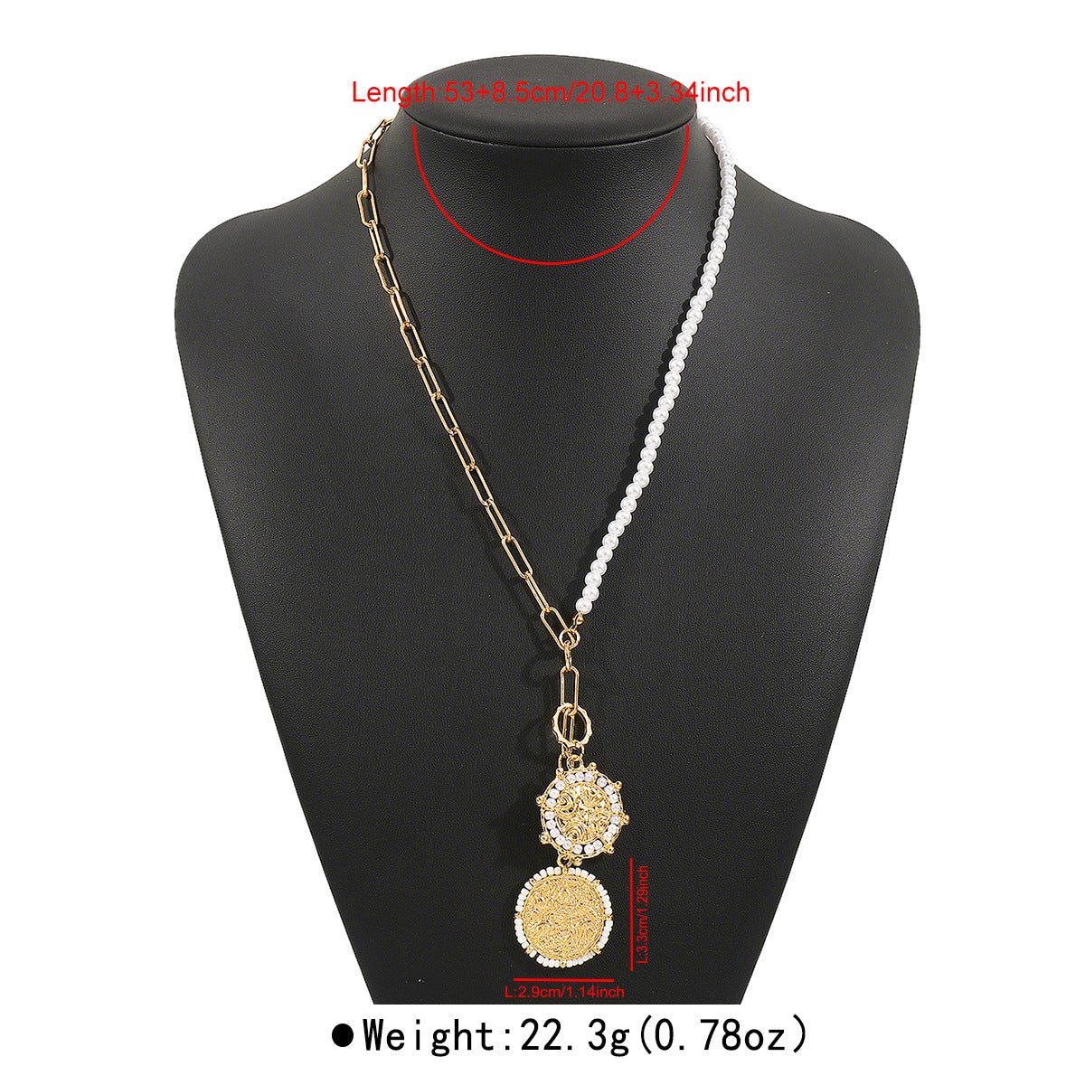 Collar tejido a mano multicapa geométrico minimalista vintage con colgante de aleación y detalles de perlas simuladas para mujer
