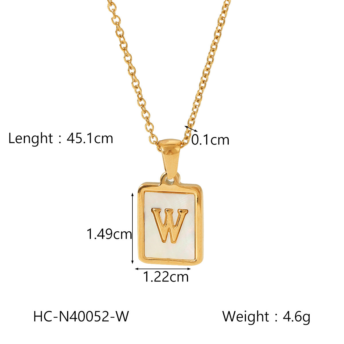 Minimalist Letter Pendant Necklace in Titanium Steel with 18K Gold Plating on Stainless Steel Chain for Women