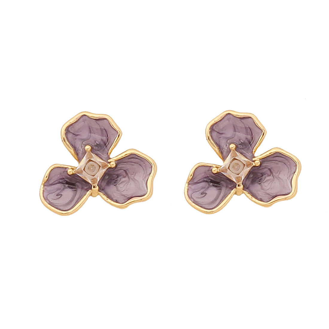 Orecchini a perno in acciaio inossidabile smaltati floreali vintage con design a petalo