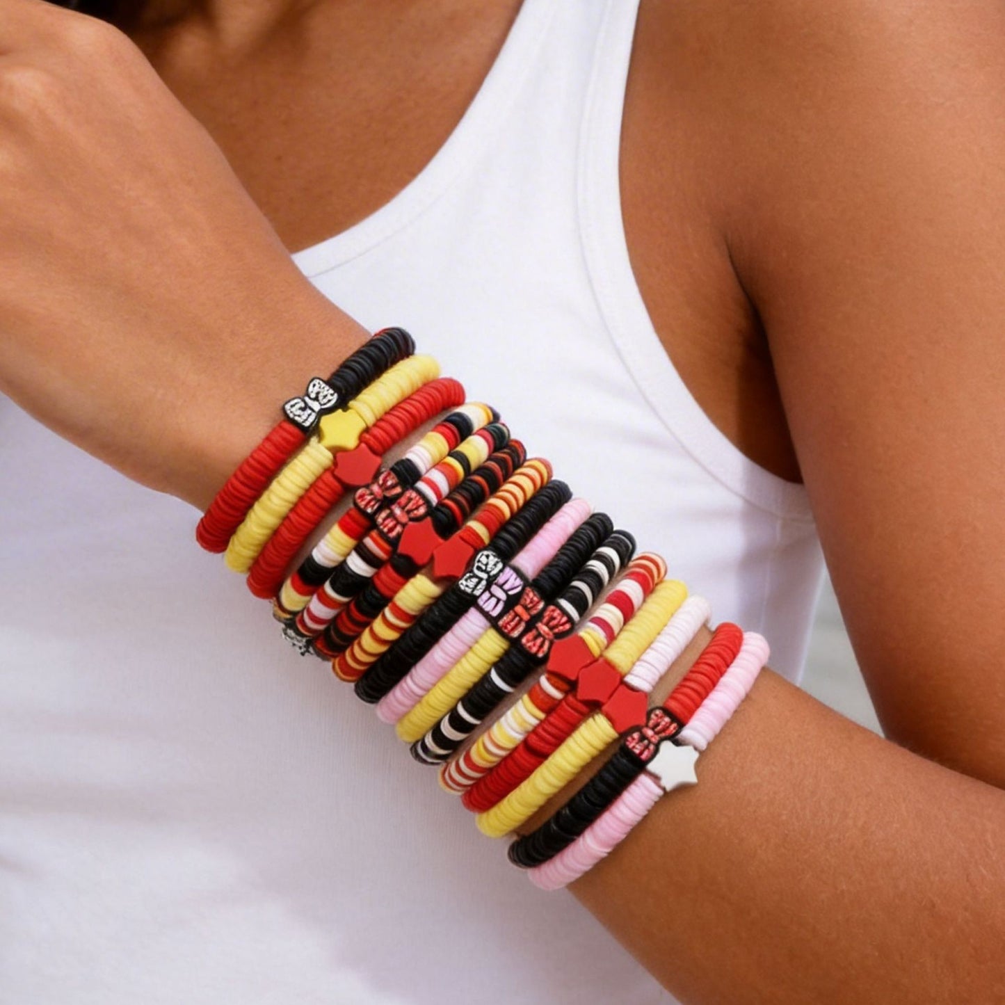 Cartoon Star and Bow Resin Beaded Bracelet for Kids