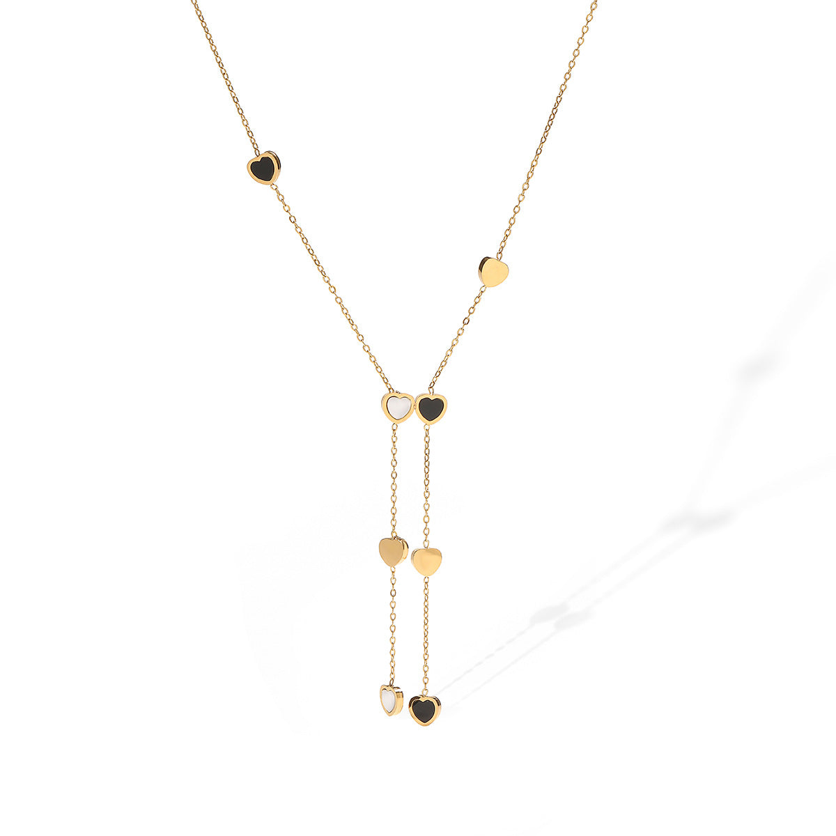 Collana con ciondolo a forma di cuore e stella minimalista da donna in acciaio inossidabile con placcatura in oro 18 carati
