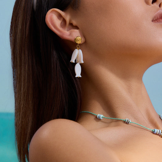 Luxury Elegant Geometric Shell Titanium Steel Earrings