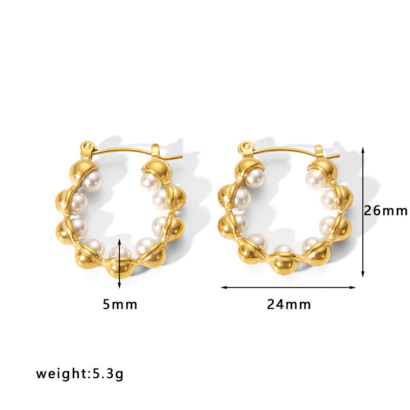 Orecchini a cerchio in acciaio inossidabile con design geometrico minimalista e placcatura, leggeri e lussuosi per donna