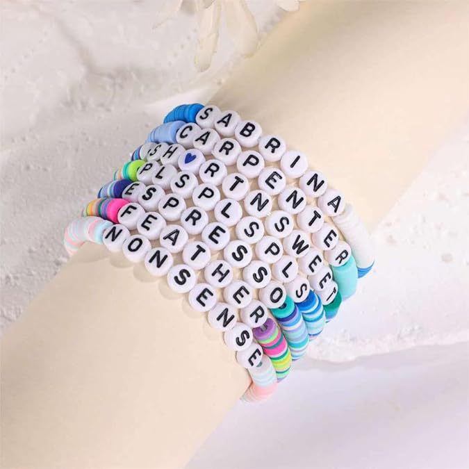 Sweet Geometric Letter Resin Bracelet with Pearl Inlay Unisex Handmade Jewelry