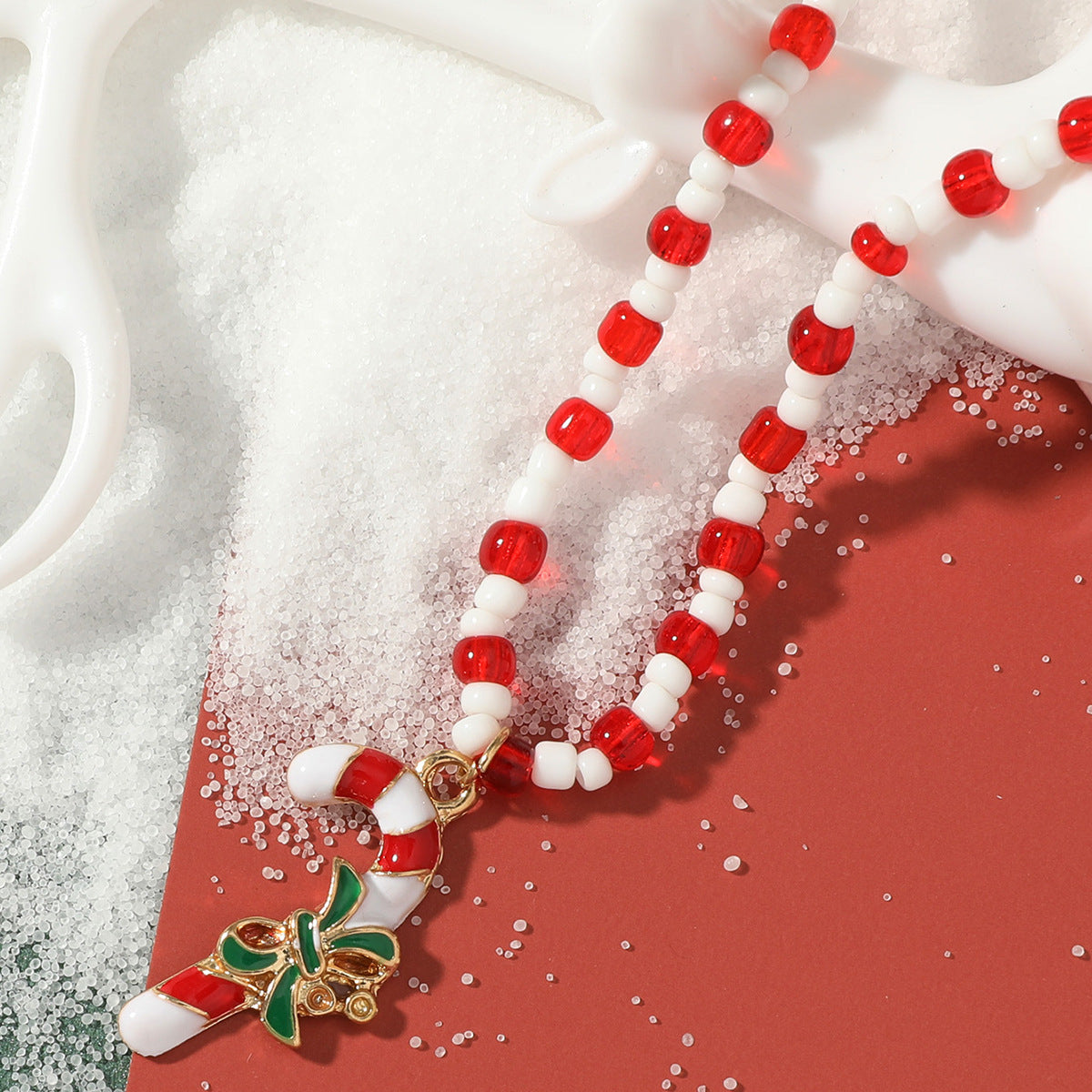 Collana di Perline Fatta a Mano con Pendente Geometrico in Lega per Le Donne Regalo di Natale Perline Miyu Rosse Girocollo