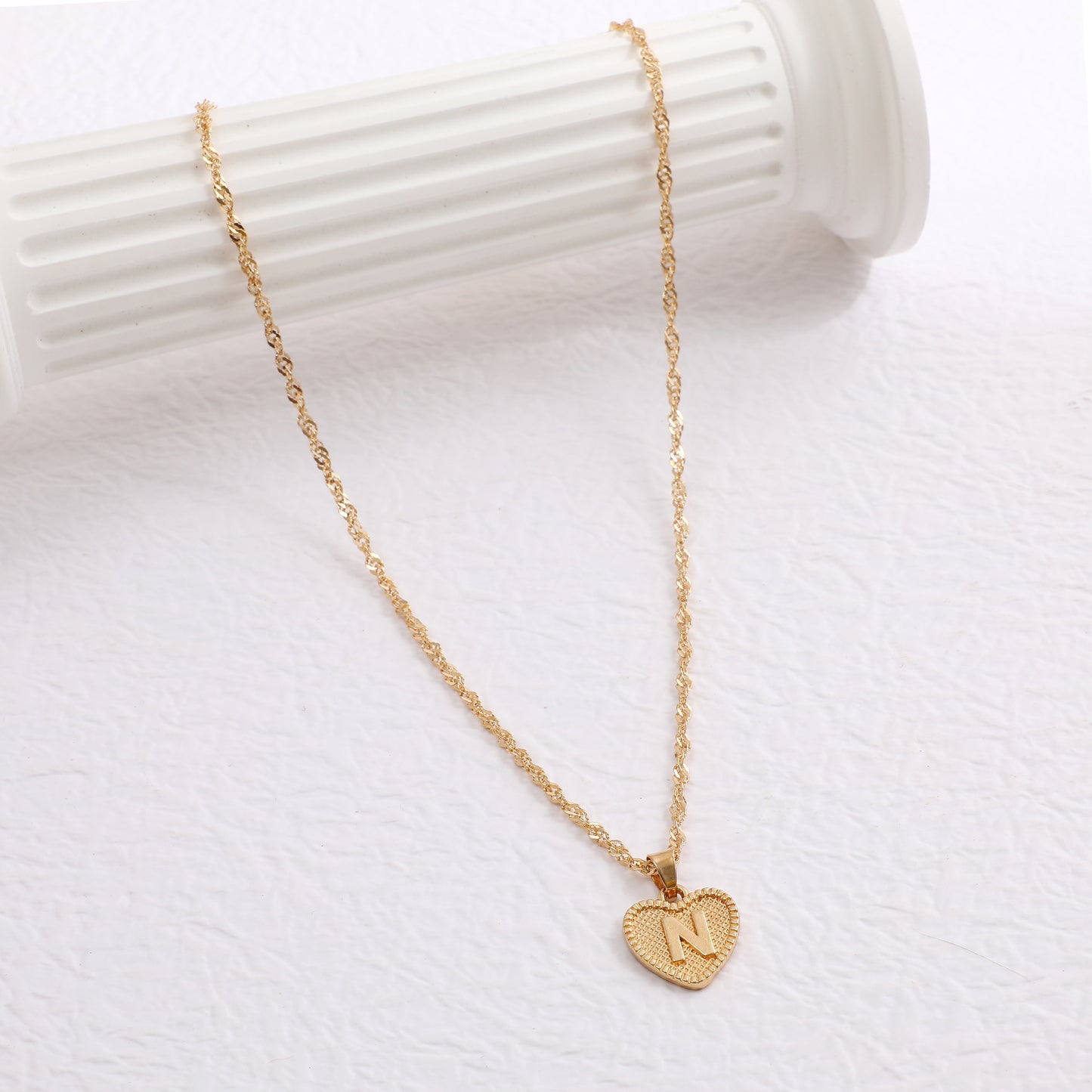 Minimalist Heart Letter Zinc Alloy Plated Necklace Singapore Chain Women