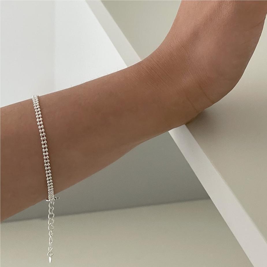 Bracciale con catena a sfera geometrica rotonda minimalista in argento sterling 925