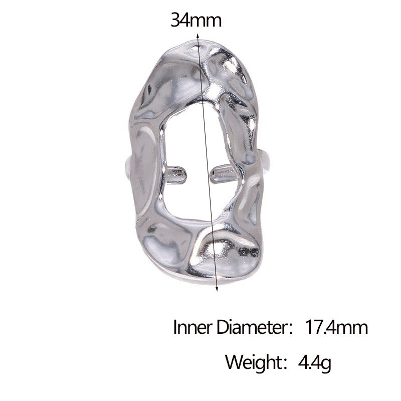Anello Aperto da Donna Minimalista Geometrico in Acciaio Inossidabile con Finitura Placcata e Design Irregolare