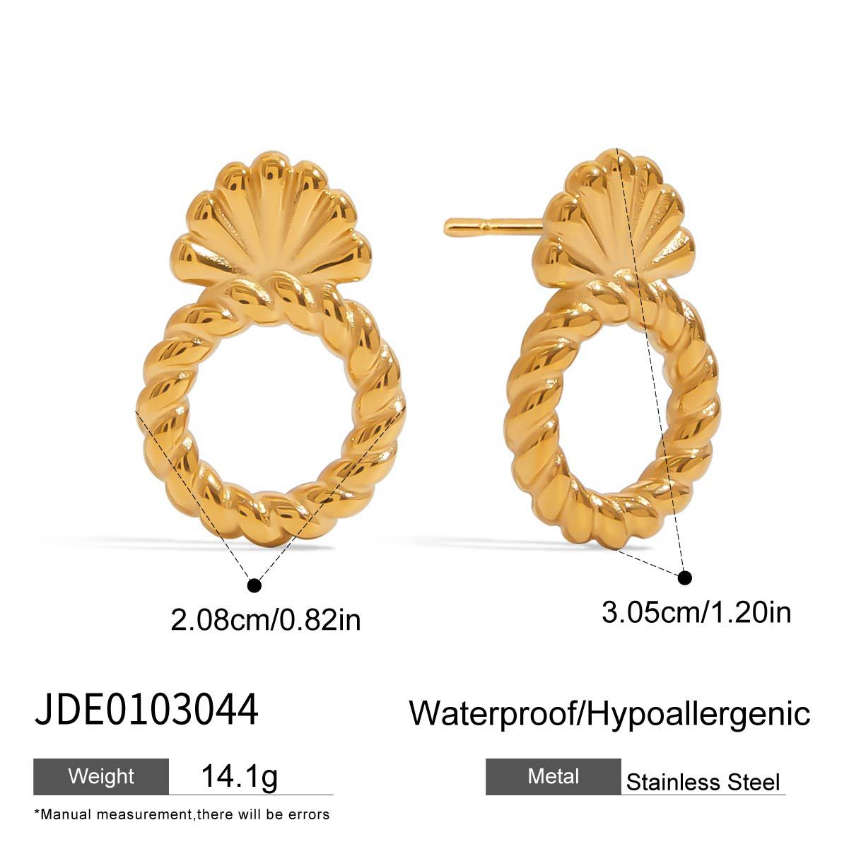 Orecchini a perno da donna in acciaio inossidabile placcato, design geometrico rotondo minimalista