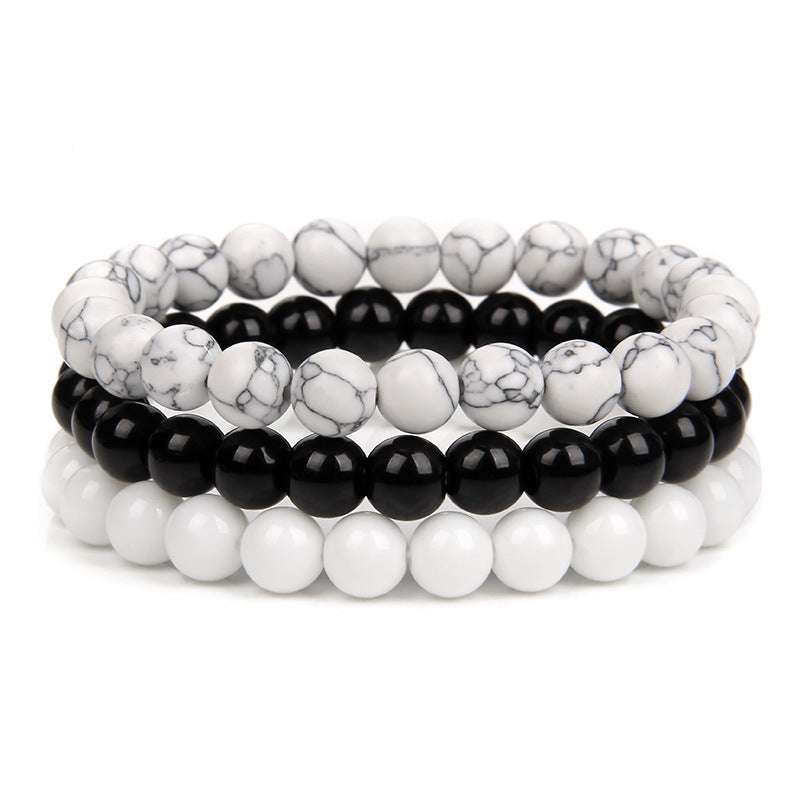 8mm Natural Rose Quartz and Agate Geometric Beaded Bracelet Unisex Crystal Jewelry