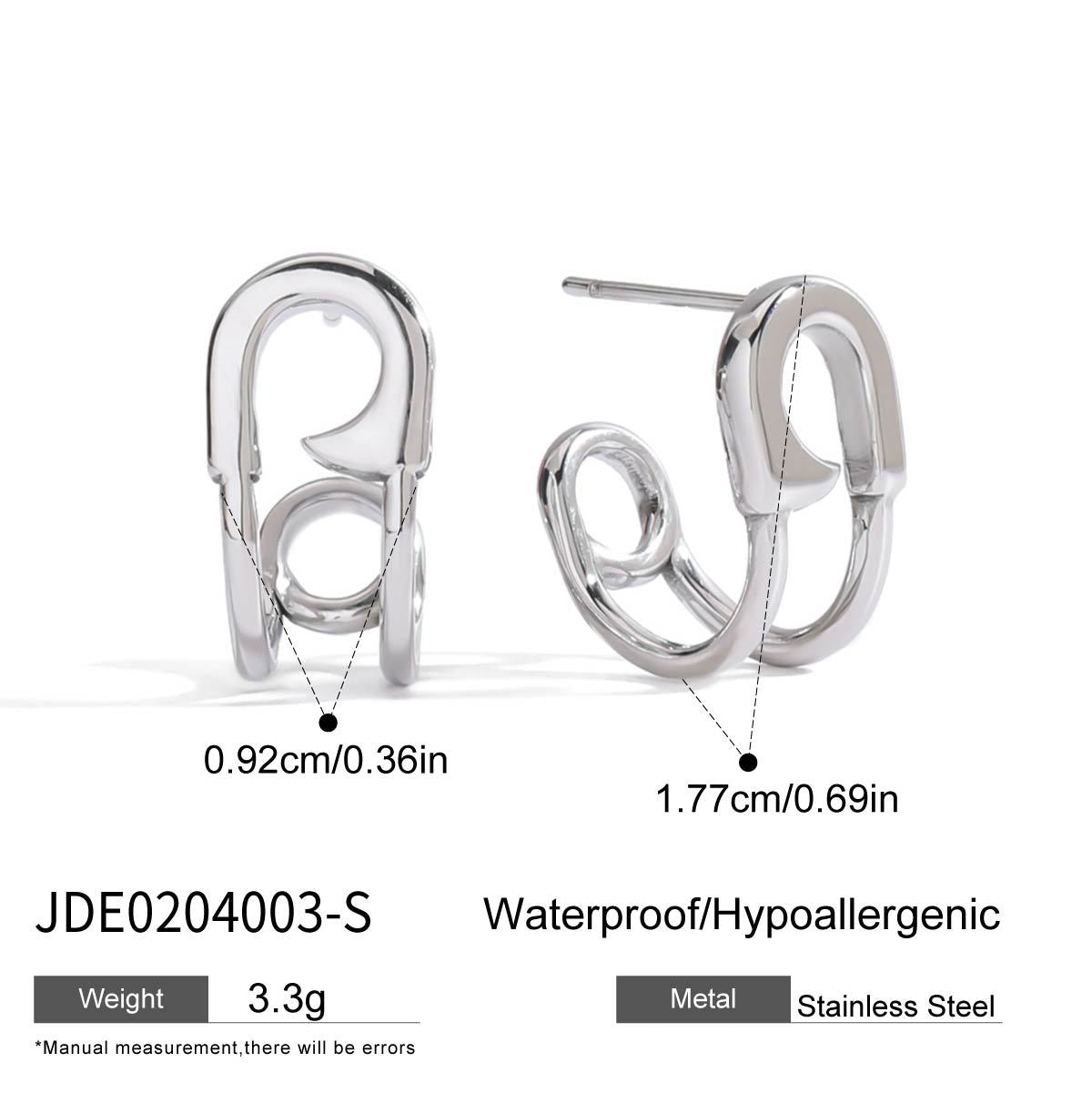 Elegant Geometric Heart Stainless Steel Plated Cubic Zirconia Earrings for Women