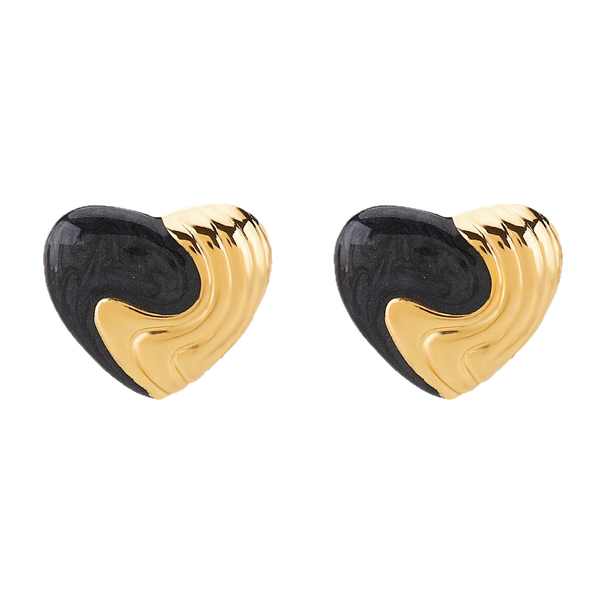 Sweet Minimalist Heart-Shaped Stainless Steel Earrings with Enamel Finish in Multi-Color Accents