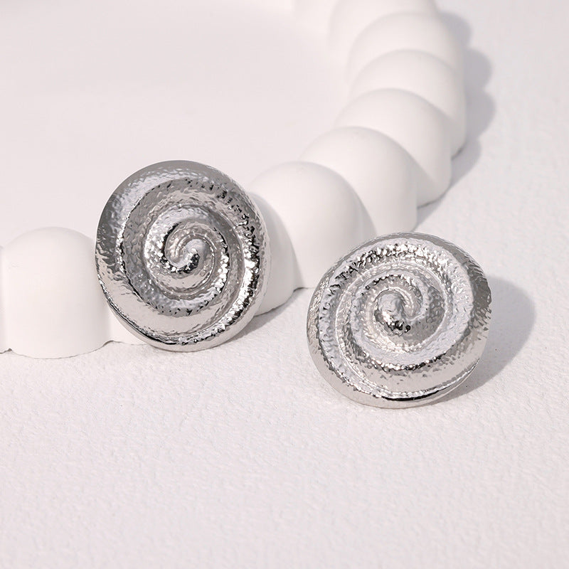 Orecchini a spirale geometrici minimalisti da donna in acciaio inossidabile placcato oro con design a linee pulite