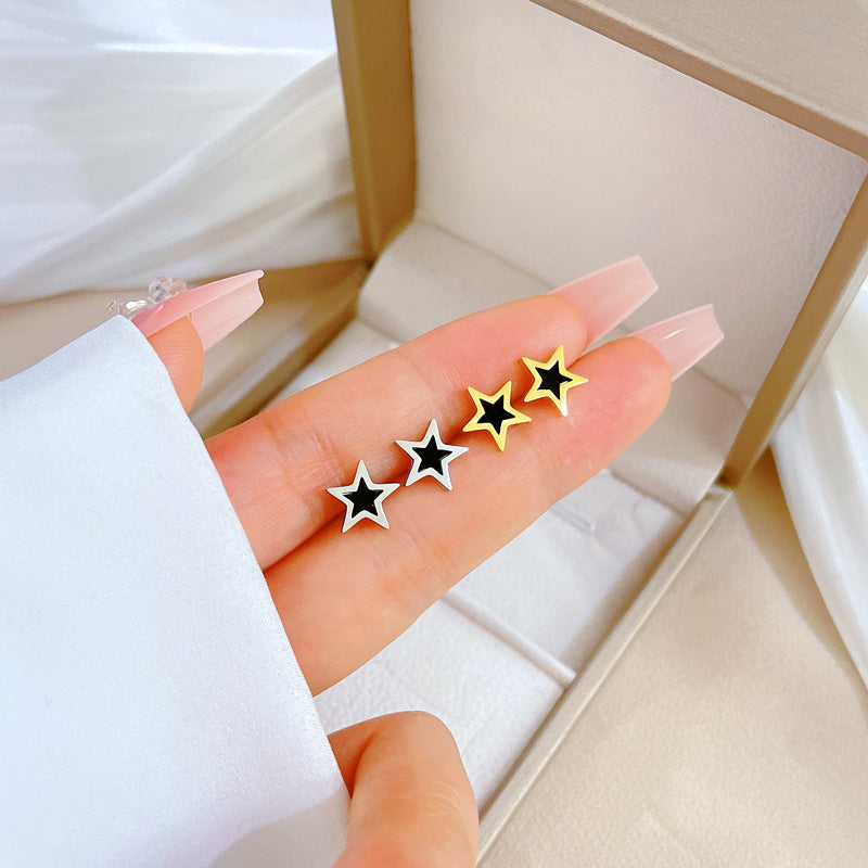 Minimalist Geometric Star and Shell Shape Titanium Steel Stud Earrings with Plating Finish for Women