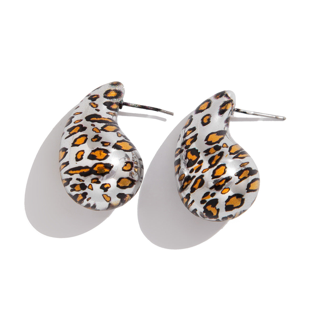 Elegant Geometric Leopard Print Plated Acrylic Earrings for Women
