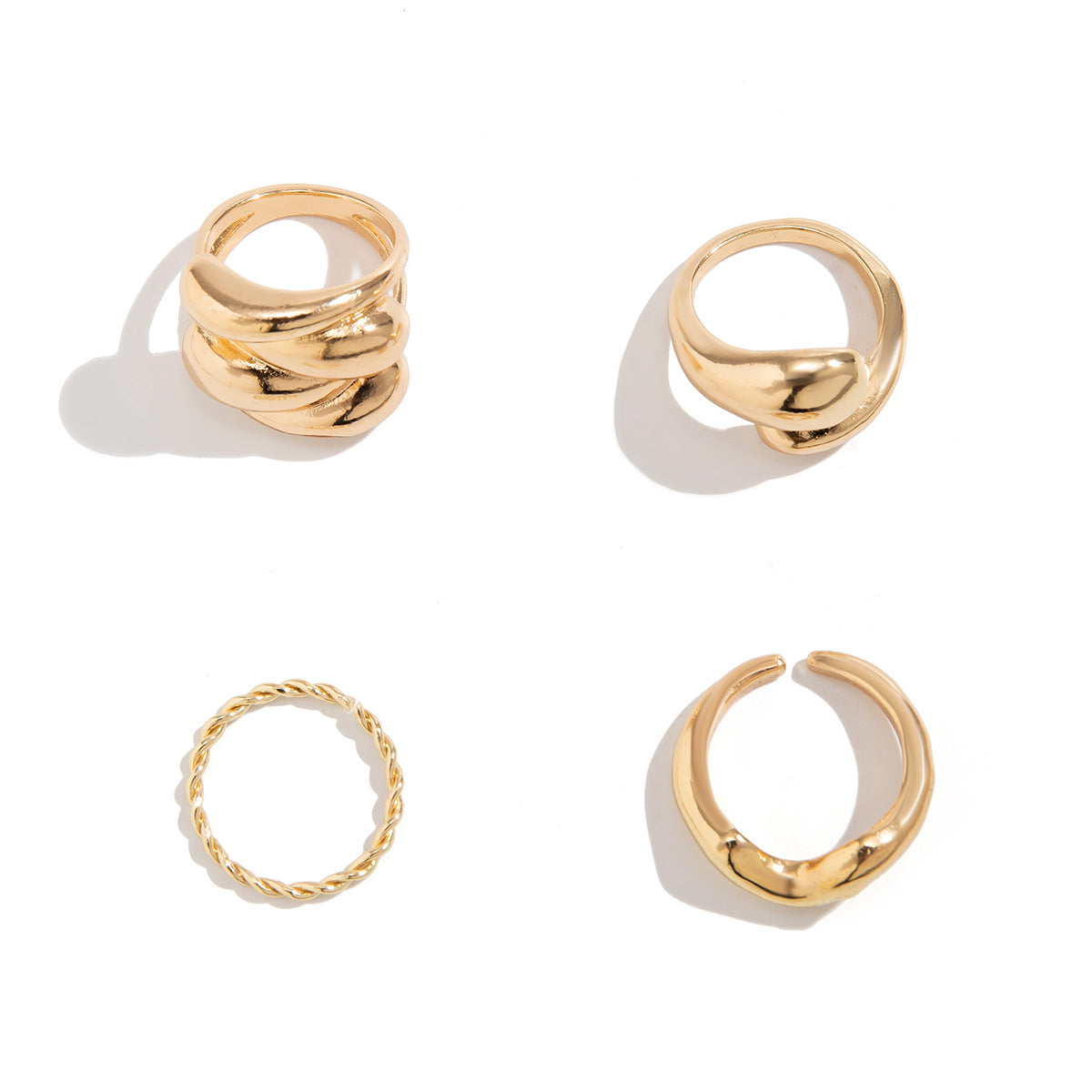 Minimalist Geometric Alloy Plated Ring for Women