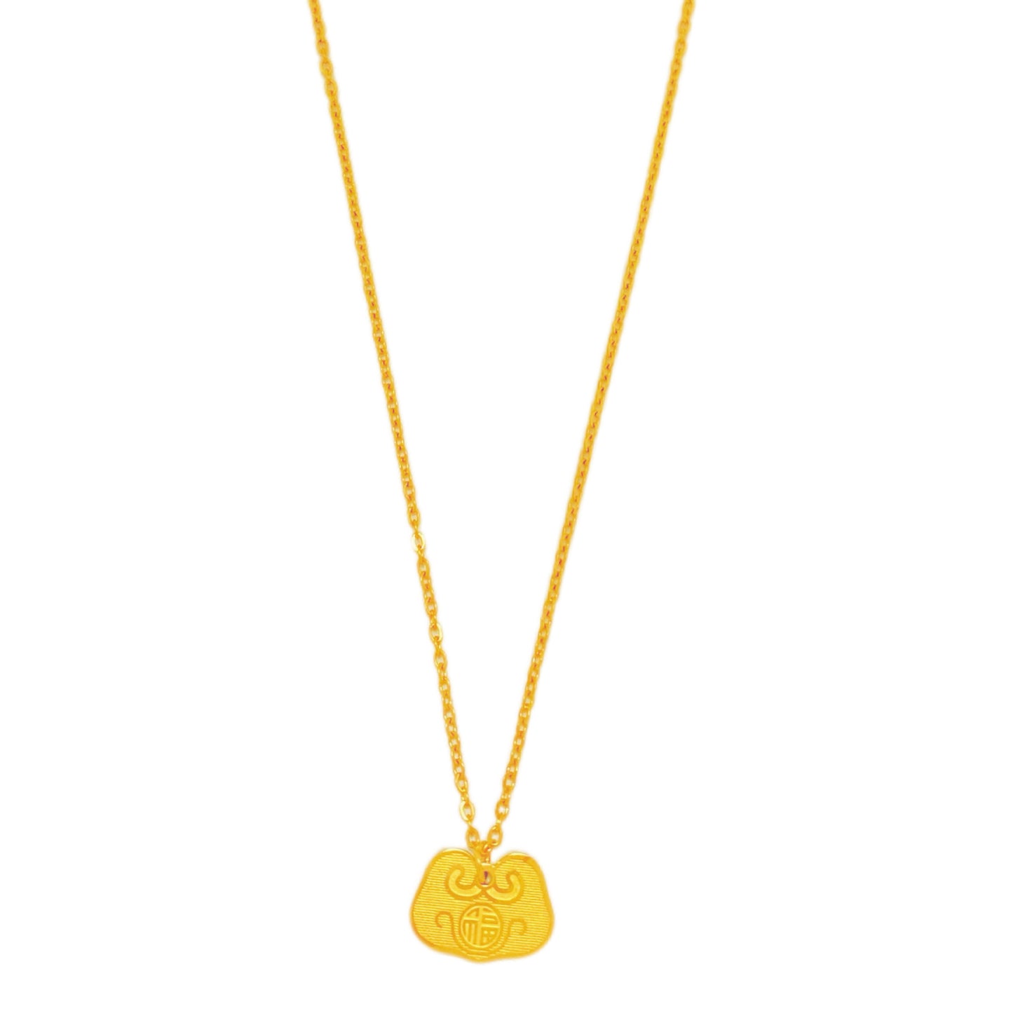 Gold Plated Titanium Steel Geometric Lock Pendant Necklace