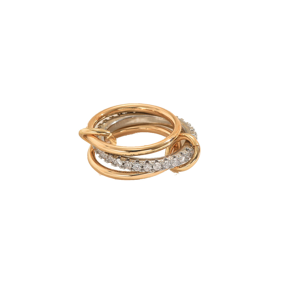 Set di anelli da donna impilabili in rame con intarsio di strass, stile geometrico e lusso discreto, per un look quotidiano