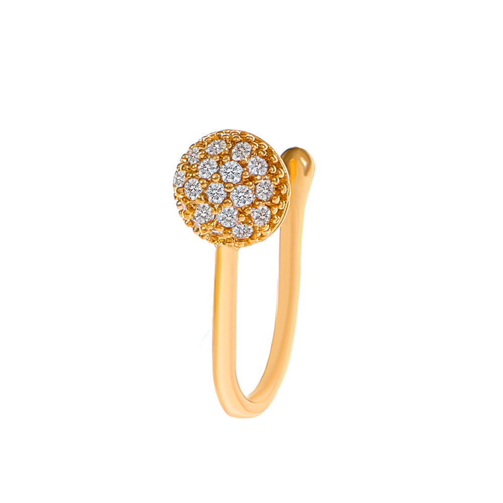 Clip per il naso a forma di U con stella e cuore placcata in rame vintage con zirconia cubica
