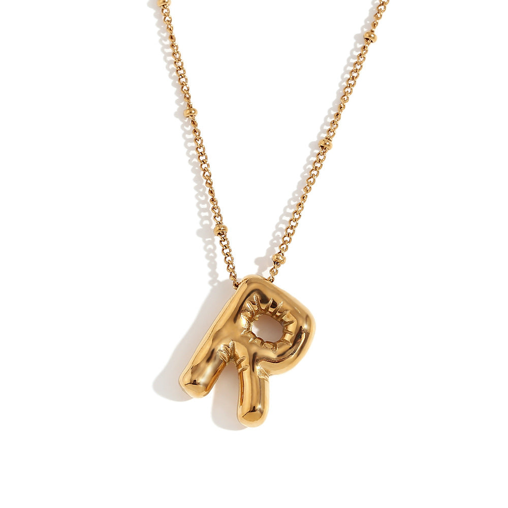 Fashionable Letter-Shaped Stainless Steel Pendant Necklace with 18K Gold Plating for Women