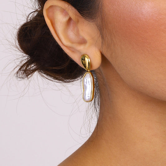 Orecchini a perno geometrici in acciaio inossidabile con finitura galvanica per donna, di lusso, alla moda, da indossare tutti i giorni