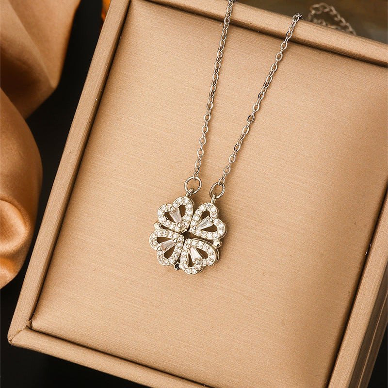Minimalist Luxury Titanium Steel Plated Geometric Heart Teardrop Letter Animal Cartoon Star Pendant Necklace for Women