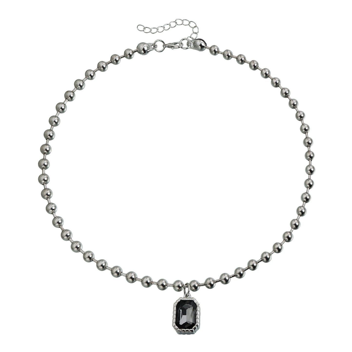 Gothic Minimalist Geometric Square Iron Plated Ball Chain Necklace Set with Alloy Pendant