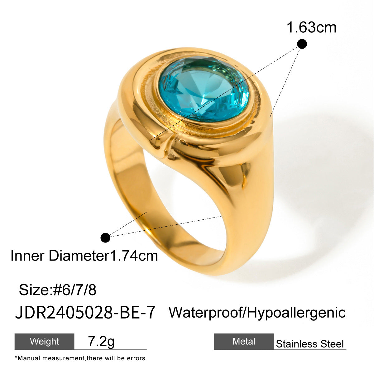 Anello geometrico in acciaio inossidabile da donna con placcatura in oro 18 carati e accenti di zirconi, accessorio di moda lussuoso e minimalista
